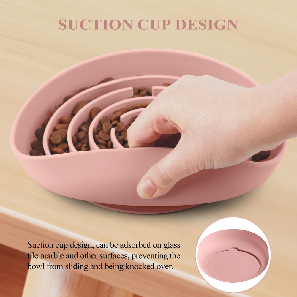 Coomazy pink non-slip design reduces spills while eating.