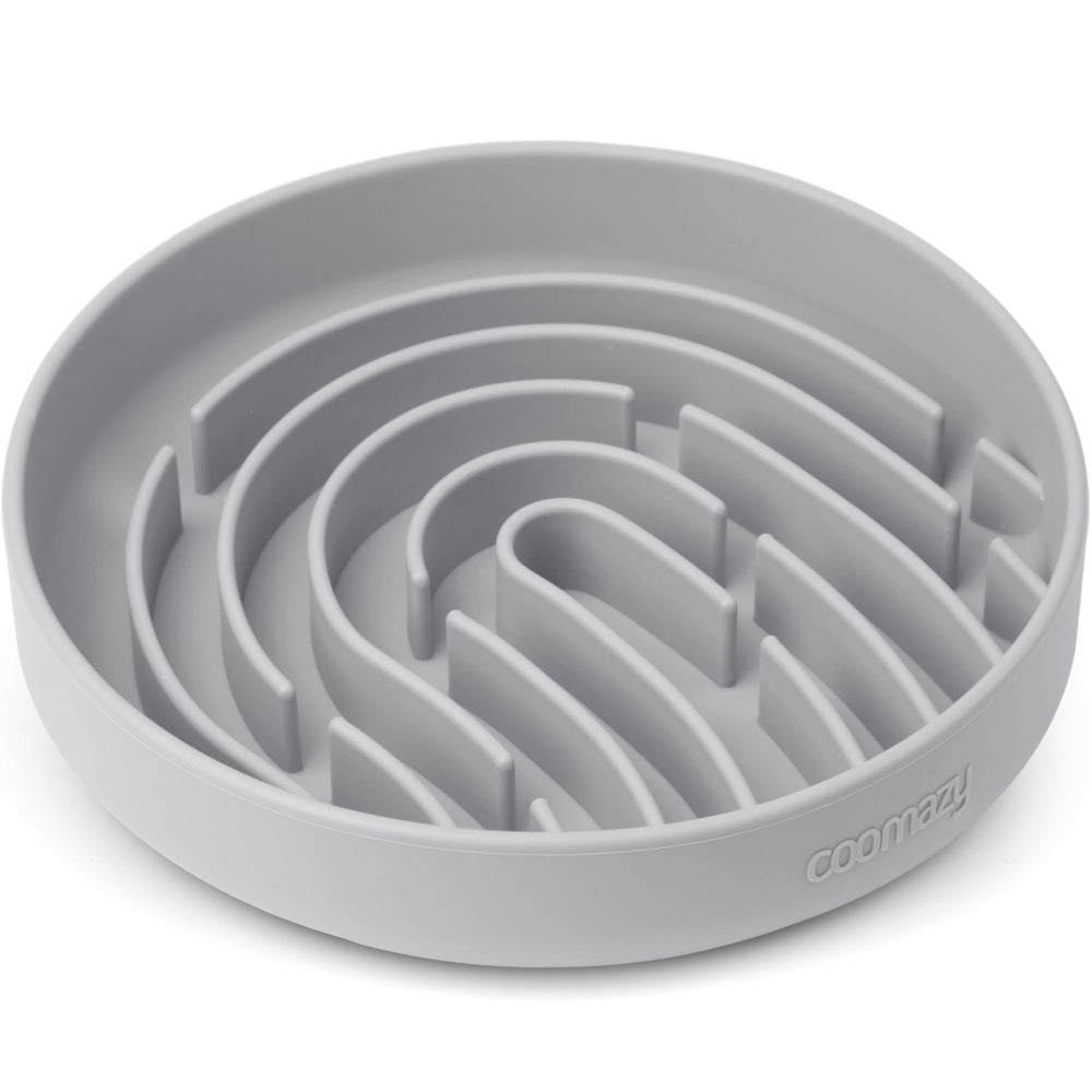 Coomazy silicone slow feeder dog bowl with maze top view improves mealtime pacing.