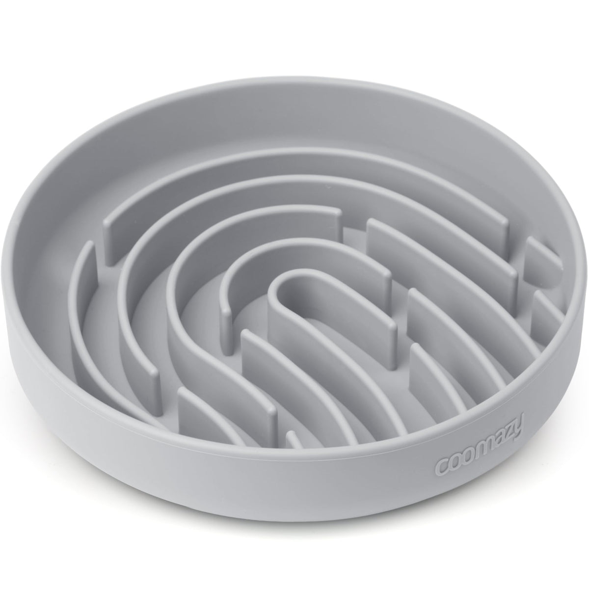 Coomazy silicone slow feeder dog bowl with maze top view improves mealtime pacing.