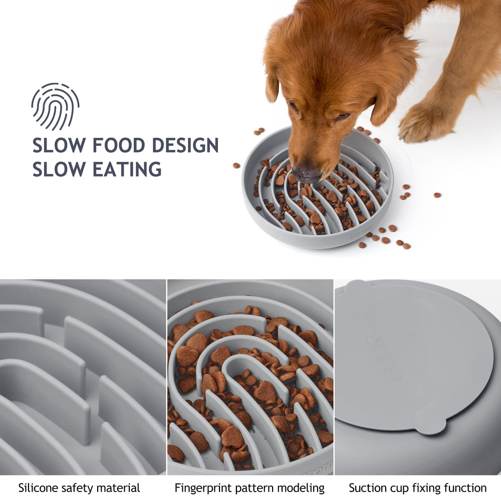 Coomazy smoke gray bowl features anti-slip, tear-resistant silicone during use.
