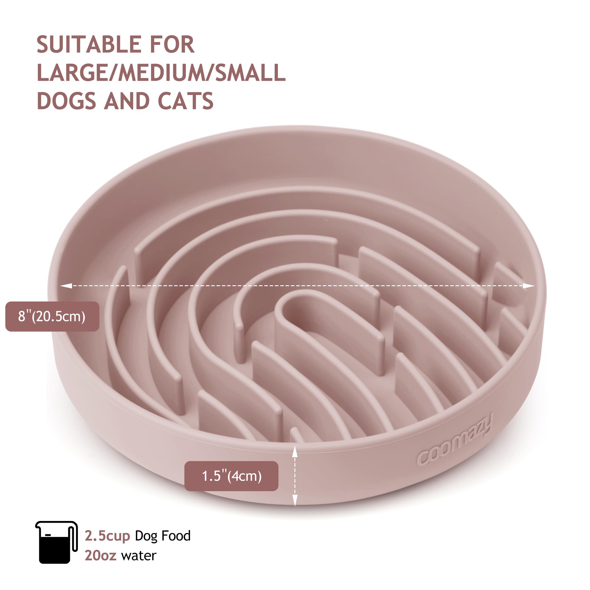 Coomazy various sizes chart demonstrates breed-appropriate options from gentle felines to active dogs.