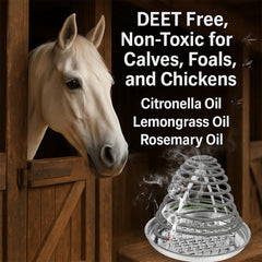 Coomly Livestock Coils on Pasture provide all-night deterrence for mosquitoes and flies.