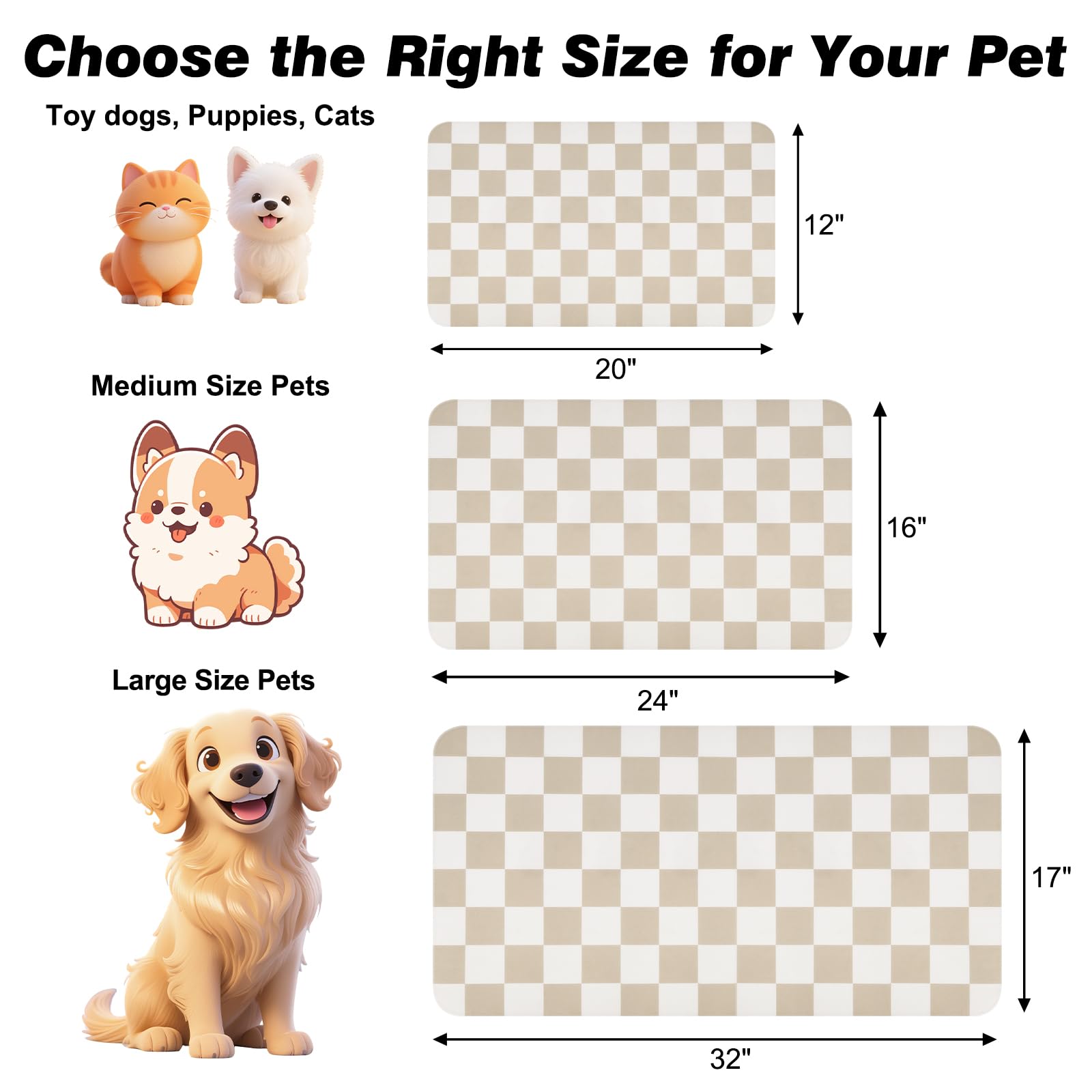 CooRug checkered mat features a leak-proof bottom protecting floors during meals.