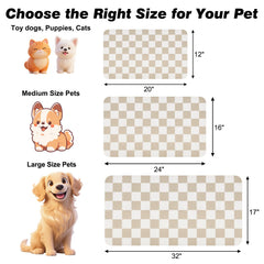 CooRug checkered mat features a leak-proof bottom protecting floors during meals.