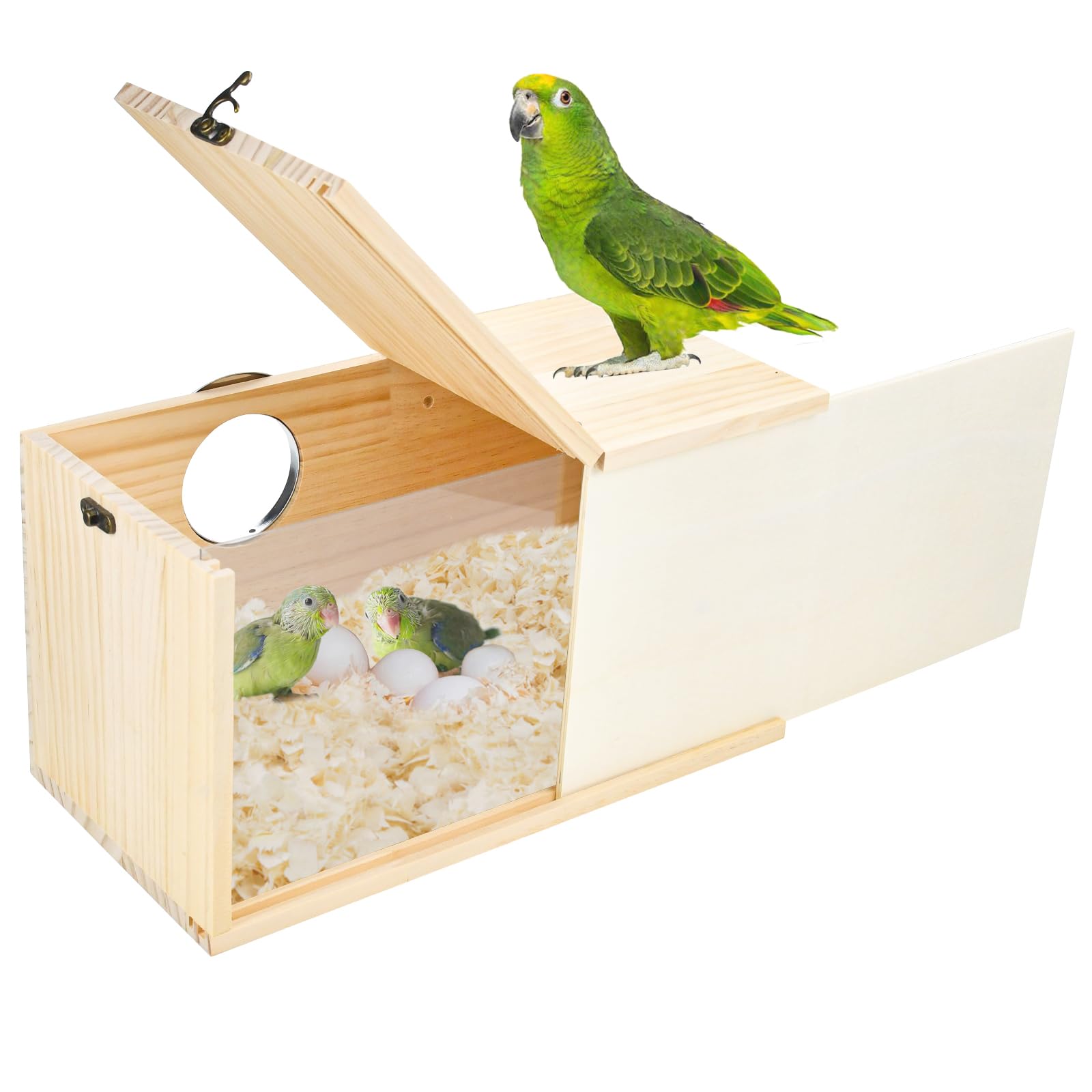 CooShou parakeet nesting box with acrylic window for easy observation