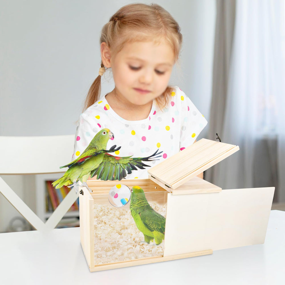 Detachable wooden board on CooShou nesting box for adjustable light