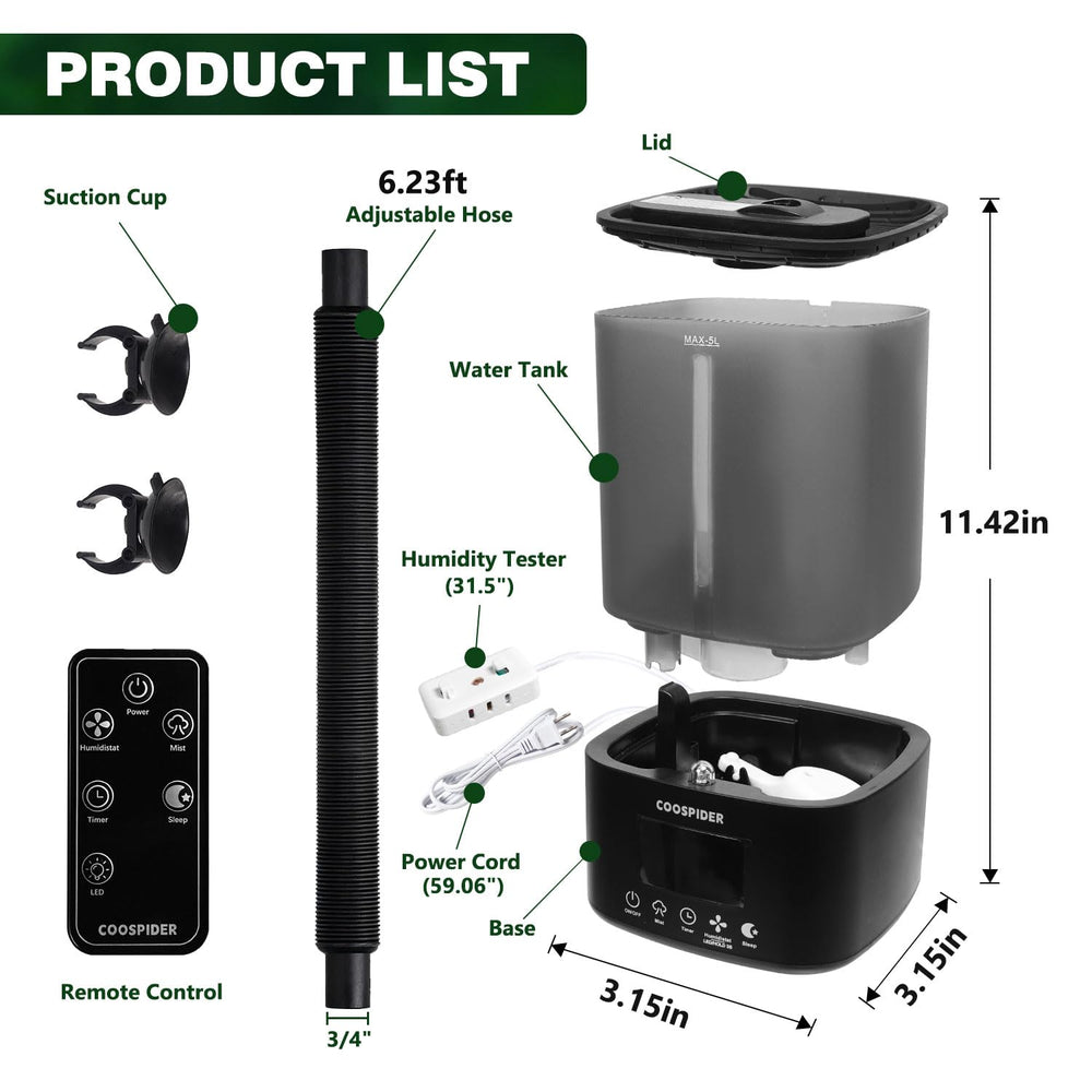 COOSPIDER 5L fogger with timer 1-12h programmable.