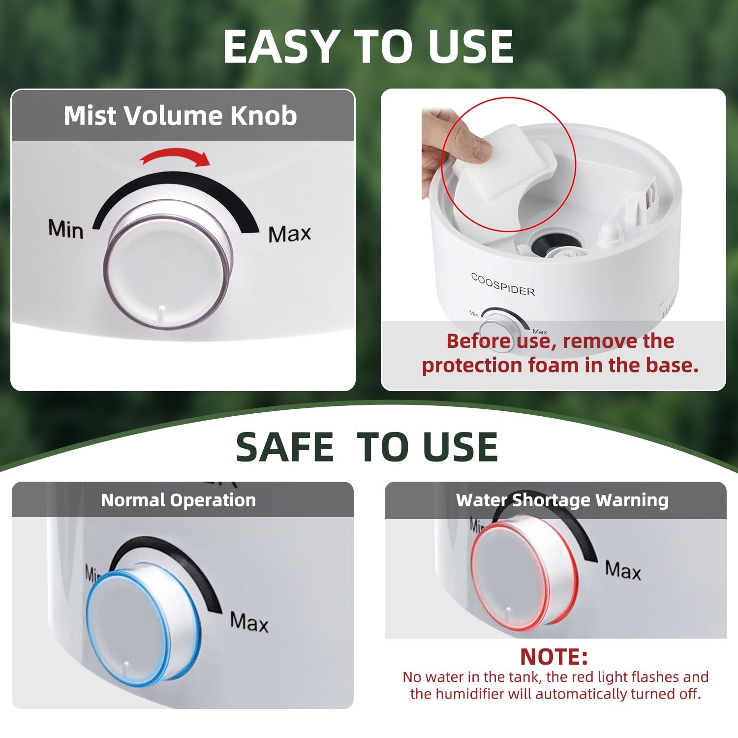 COOSPIDER adjustable mist output for customizable humidity in terrariums.