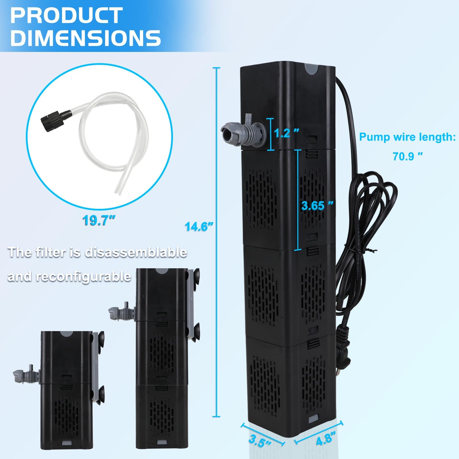 COOSPIDER 400GPH side view showing compact housing for versatile setups