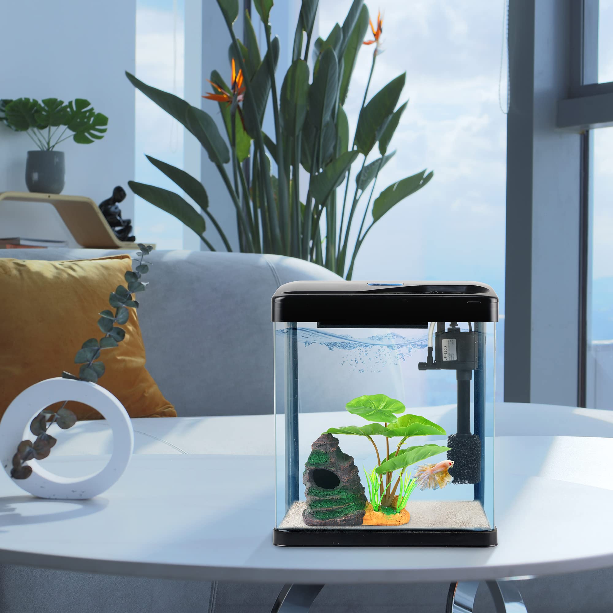 COOSPIDER Betta Tank Whisper Filter quietly keeps water clear.