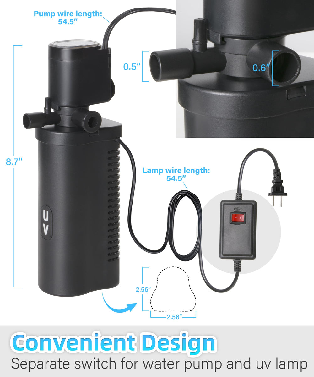 COOSPIDER built-in sponge ensures thorough filtration while reducing potential leaks in indoor setups.