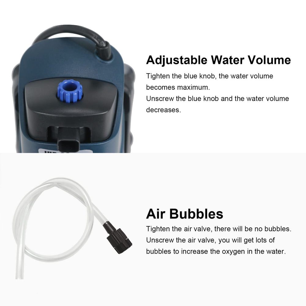 COOSPIDER compact filter fits 20 to 60 gallon tanks.