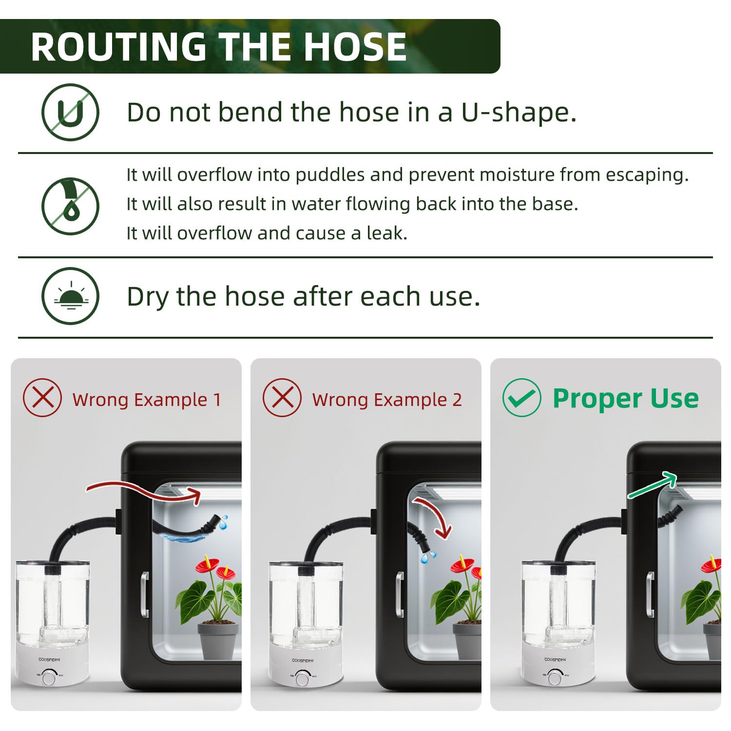 COOSPIDER extended hose enables flexible placement and reach.