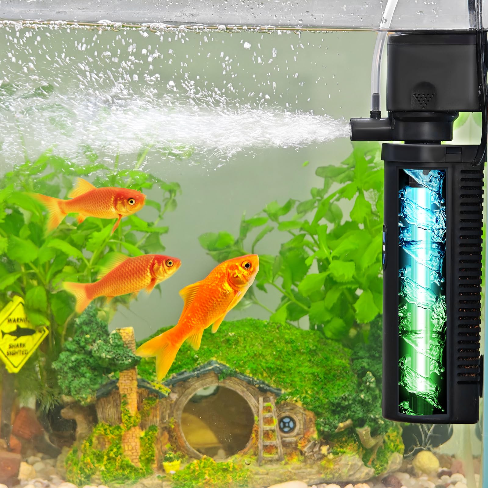 COOSPIDER goldfish filter compact design fits 20-75 gallon tanks for neat setups.