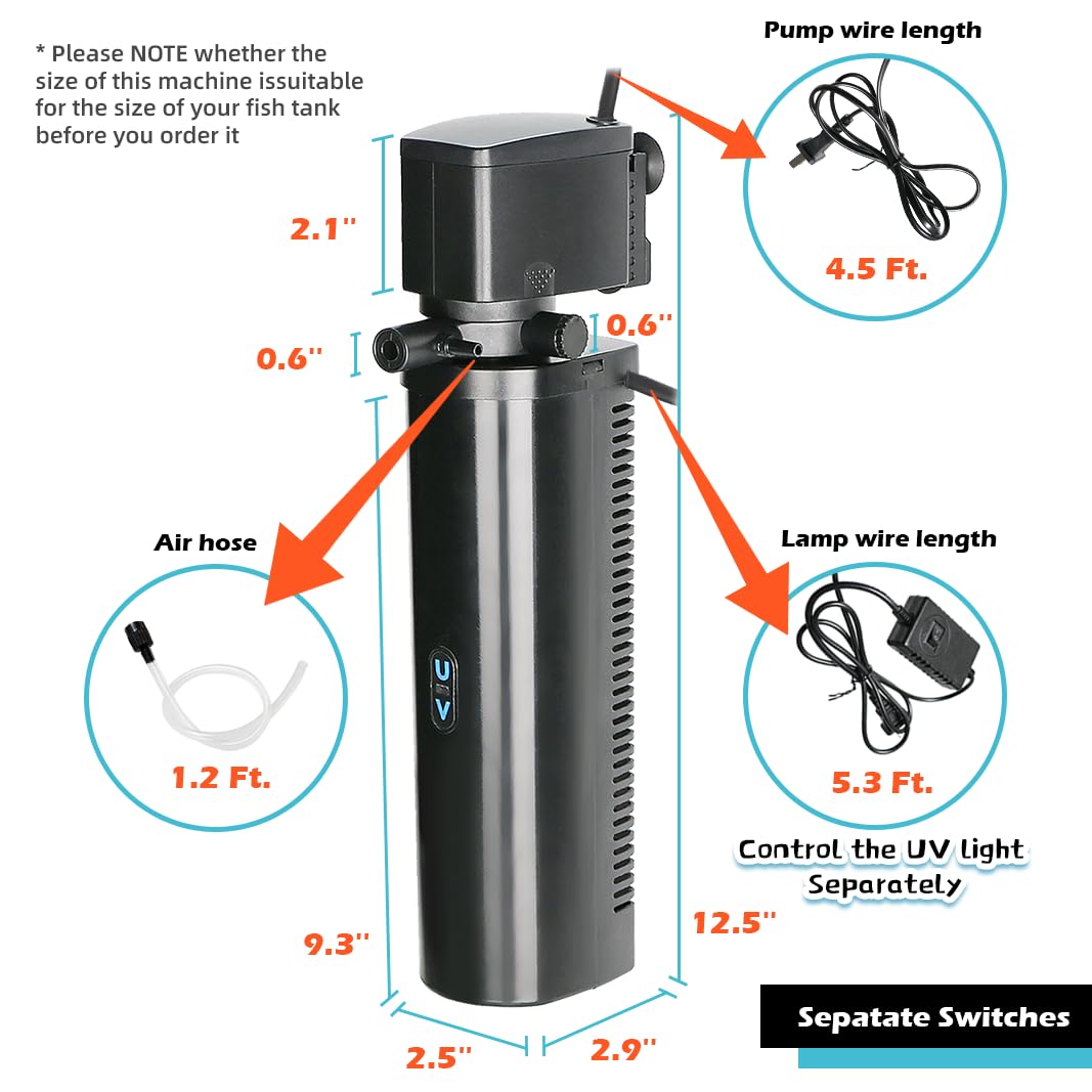 COOSPIDER filter reduces odors for a fresher tank environment.