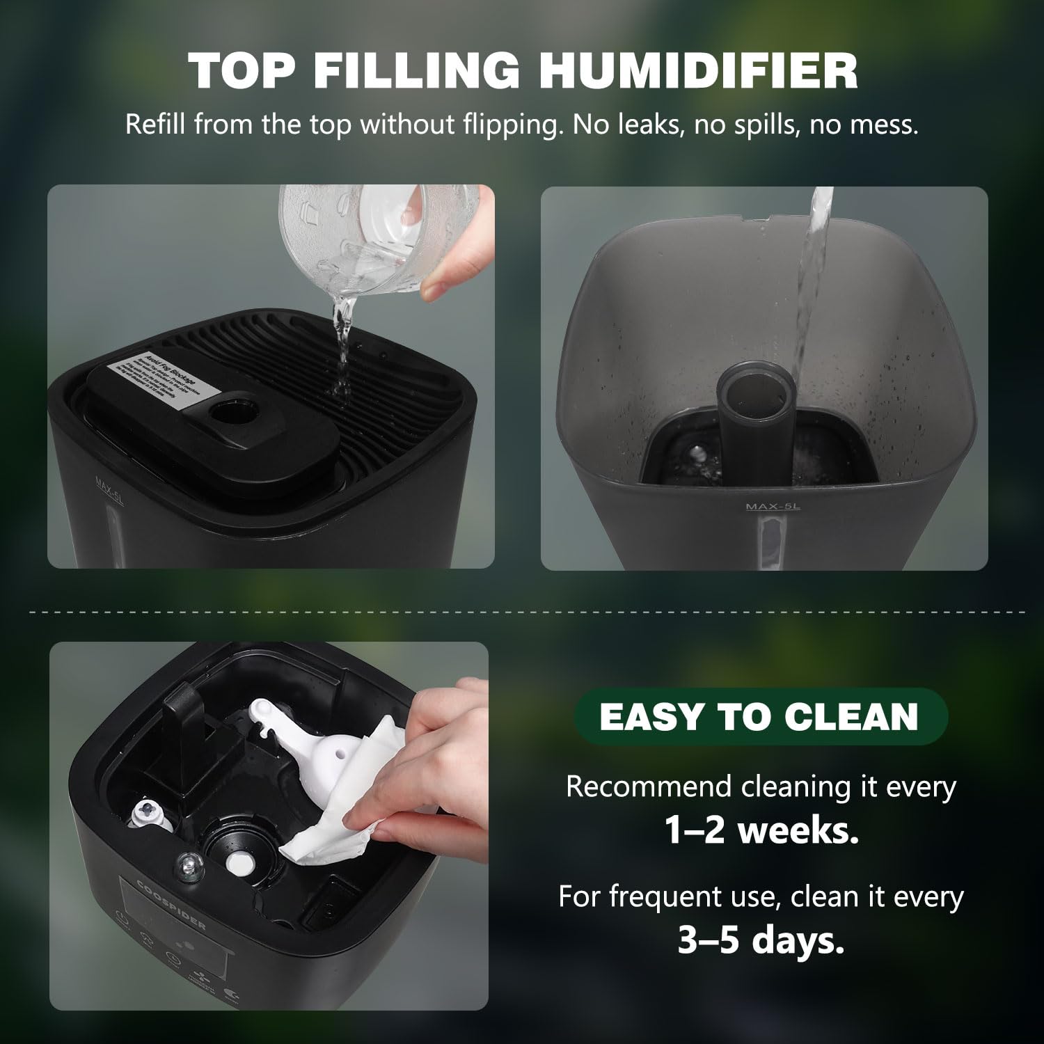 COOSPIDER humidity range 45-90% supports versatile terrarium environments.