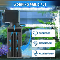 Coospider-Repta internal pump image shows steady 160 GPH flow for clean water.
