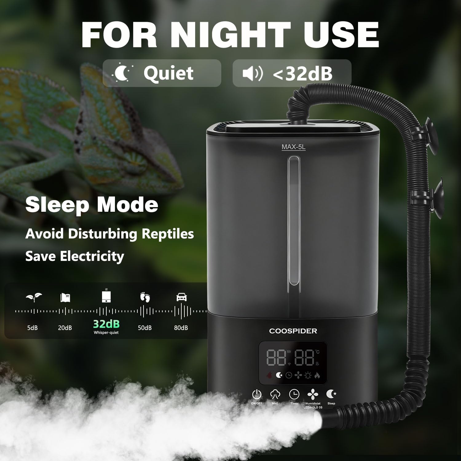 COOSPIDER reptile misting system timer and humidity control for precise dosing.