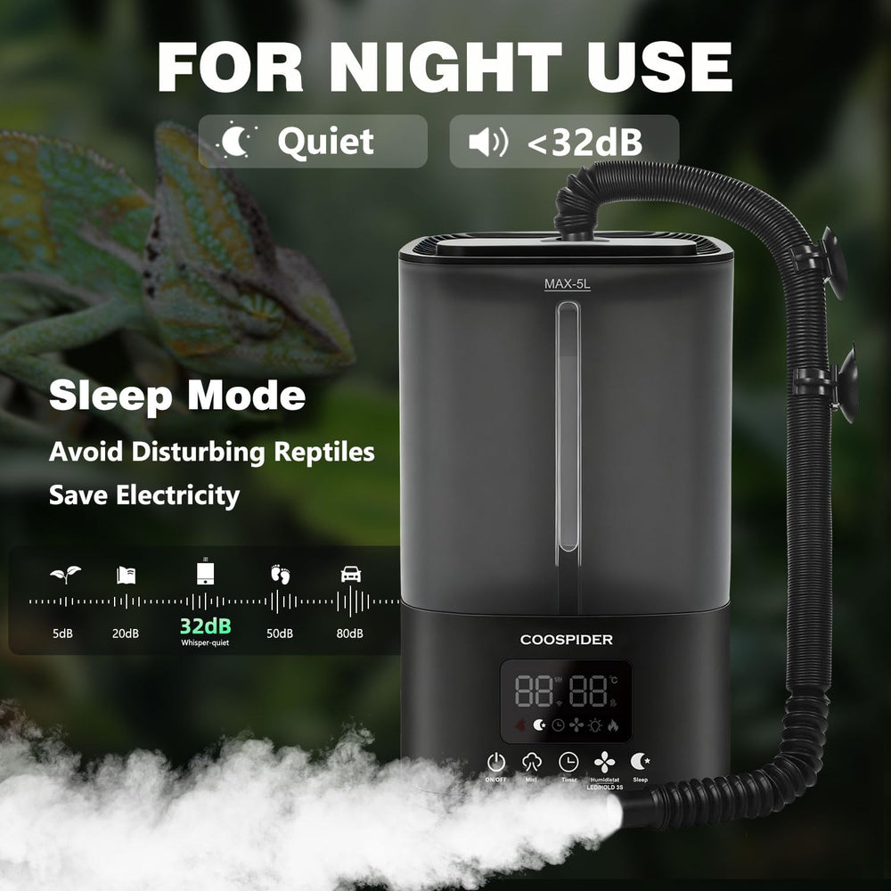 COOSPIDER reptile misting system timer and humidity control for precise dosing.