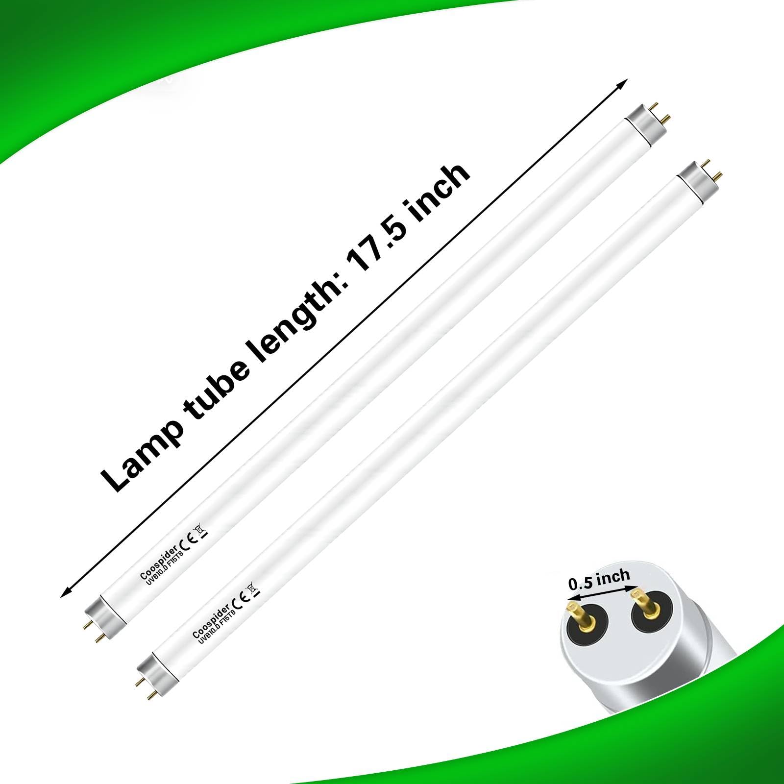 COOSPIDER UVB UVA 18-inch lamp with 15W output for versatile reptile lighting.
