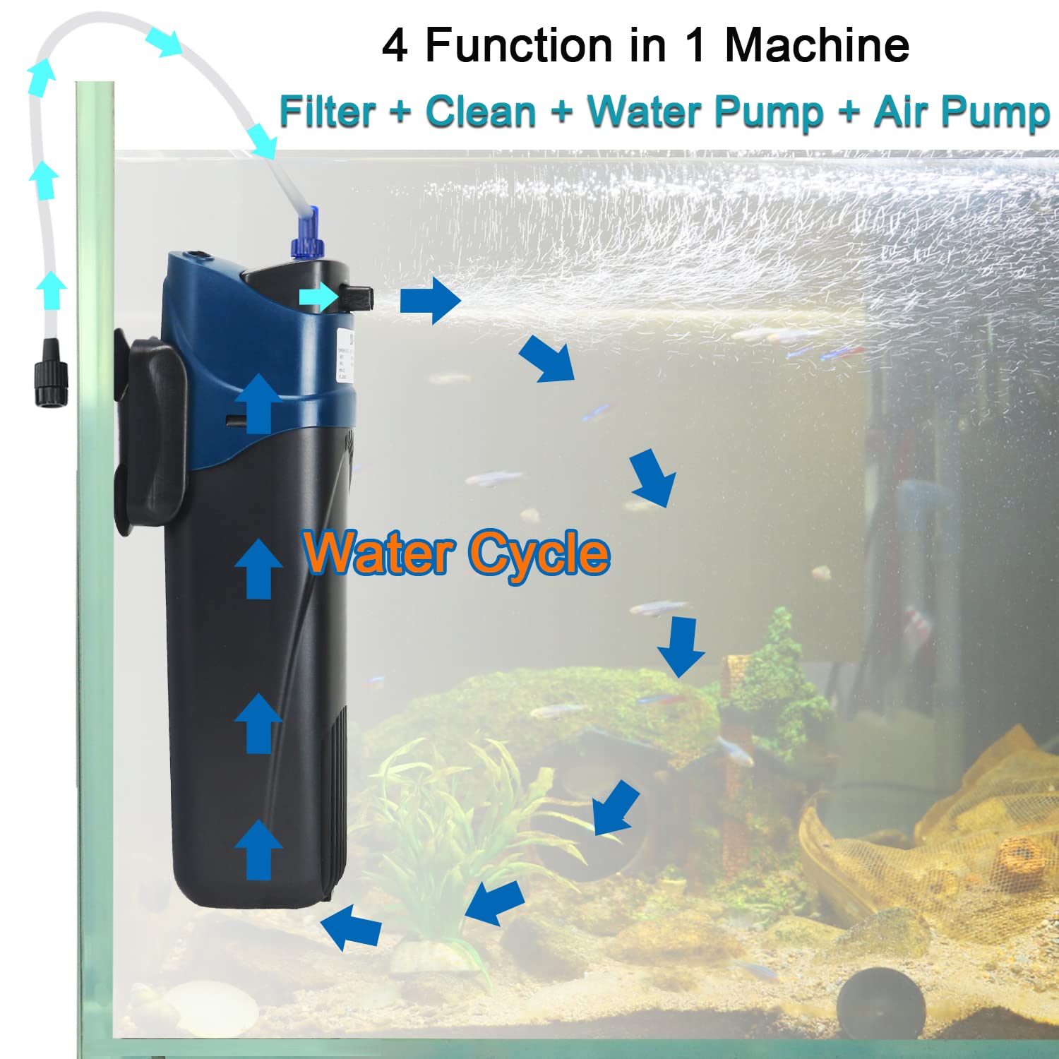 COOSPIDER UV lamp improves water clarity and odor control.