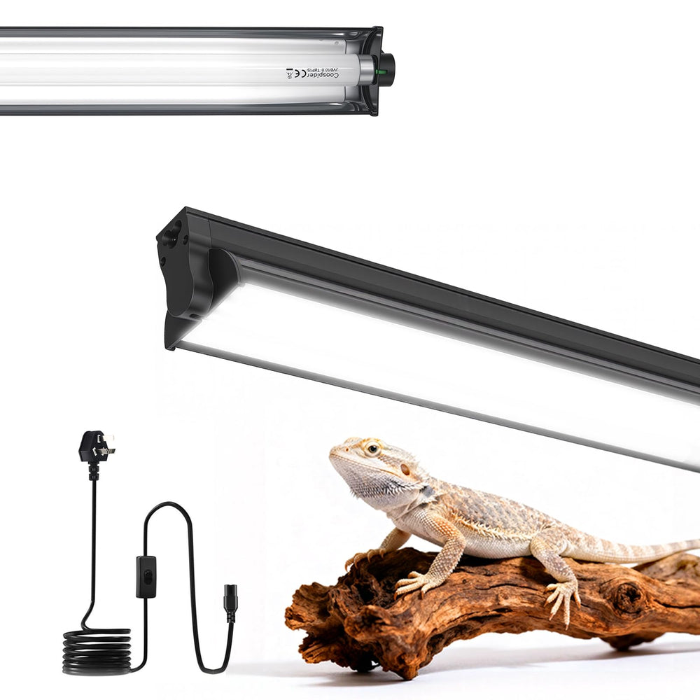 COOSPIDER UV desert-themed enclosure lighting enhances reptile visuals and warmth.
