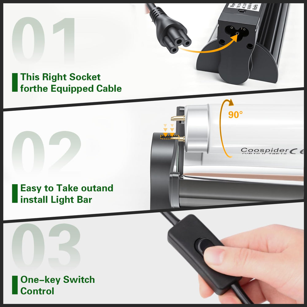 COOSPIDER UV lamp suitable for multiple tank setups and room placements.