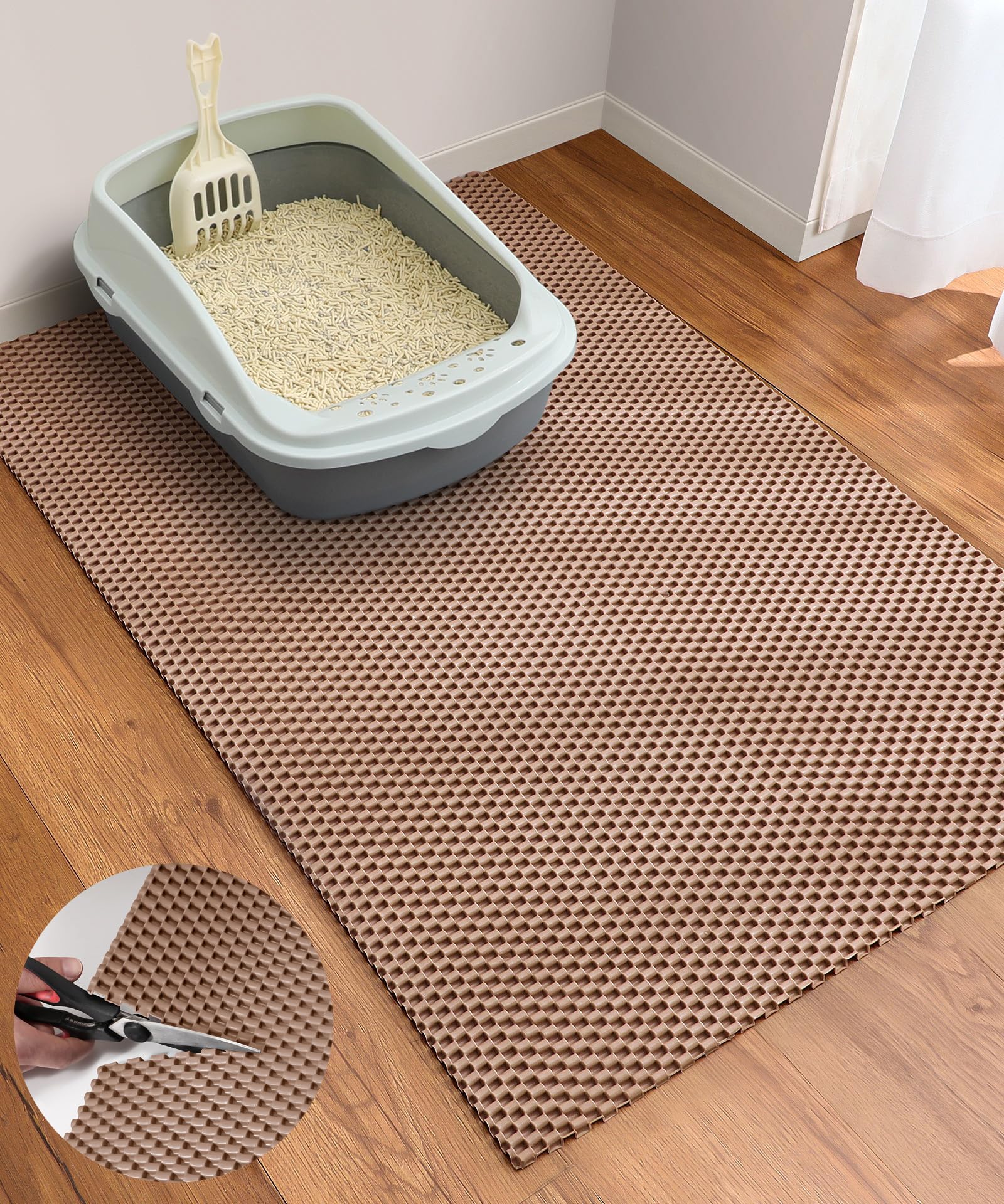 Cooyes cat litter mat cut-to-fit design for versatile placement