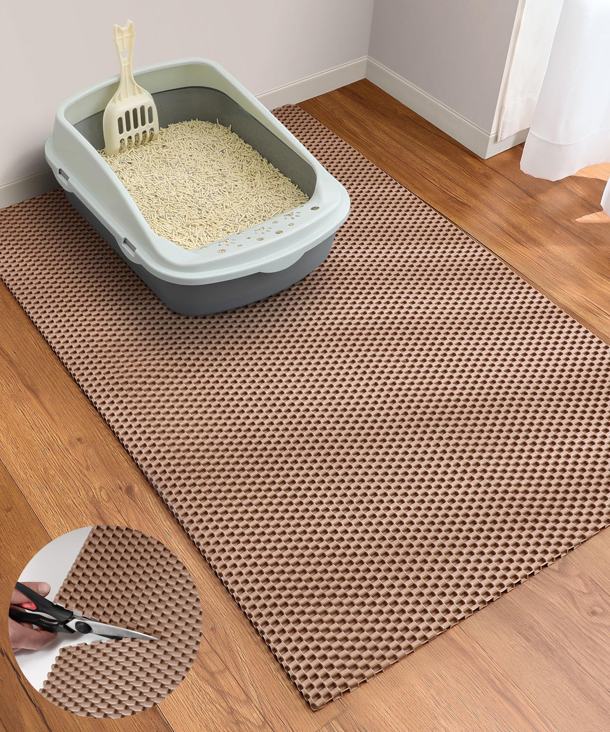 Cooyes cat litter mat cut-to-fit design for versatile placement