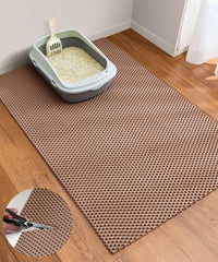Cooyes cat litter mat cut to fit any space beside the box.