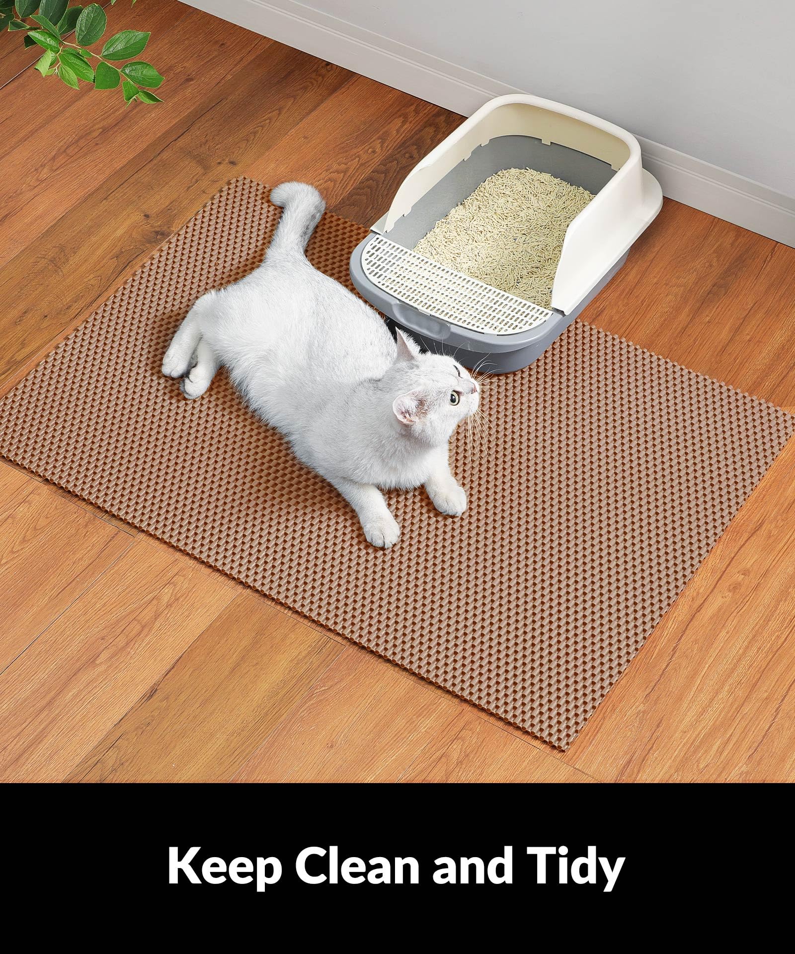 Cooyes cat litter mat easy-cut edges stay secure after trimming