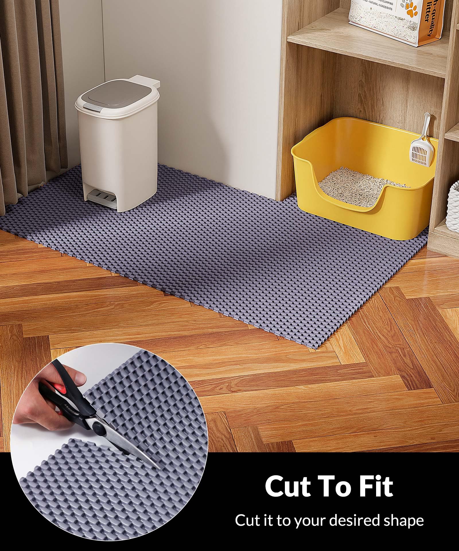 Cooyes large 23x35 litter mat covers a wide area to catch more litter.