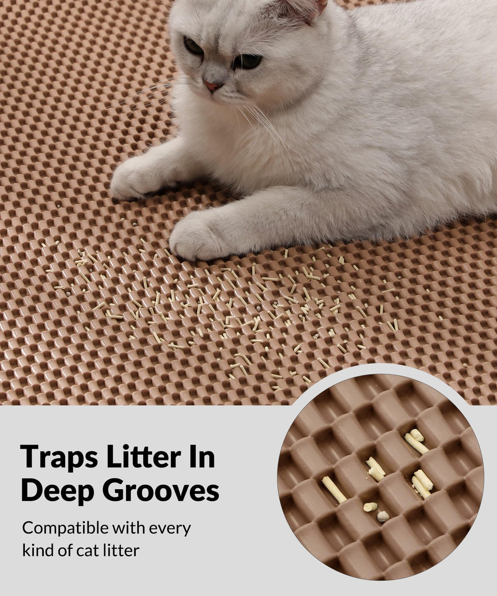 Cooyes litter mat anti-scratch PVC withstands claws and wear.
