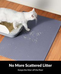 Cooyes litter mat with chain-link design traps litter at paws.