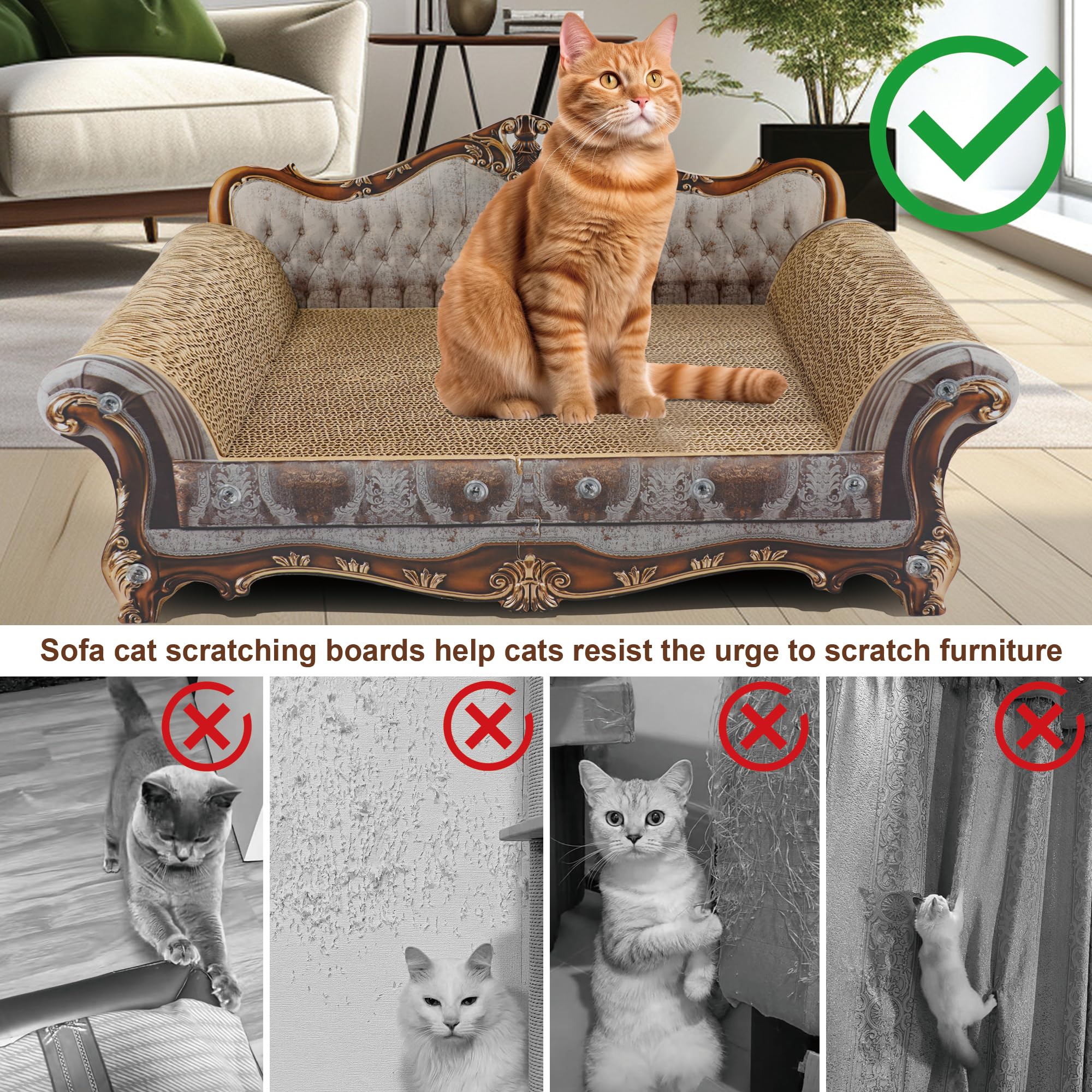 COOZMENT sofa scratching couch arms view with protective sides and scratching surface.
