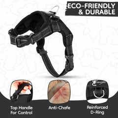 Copatchy No Pull Reflective Harness chest strap adjustment demonstrates fit.