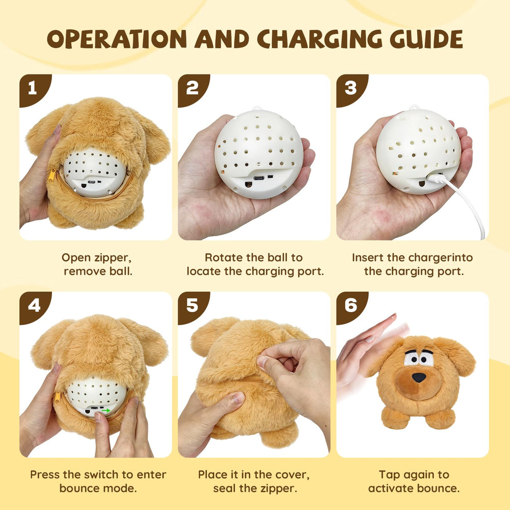 COPHCY Moving Dog Ball USB charging port for cordless play.