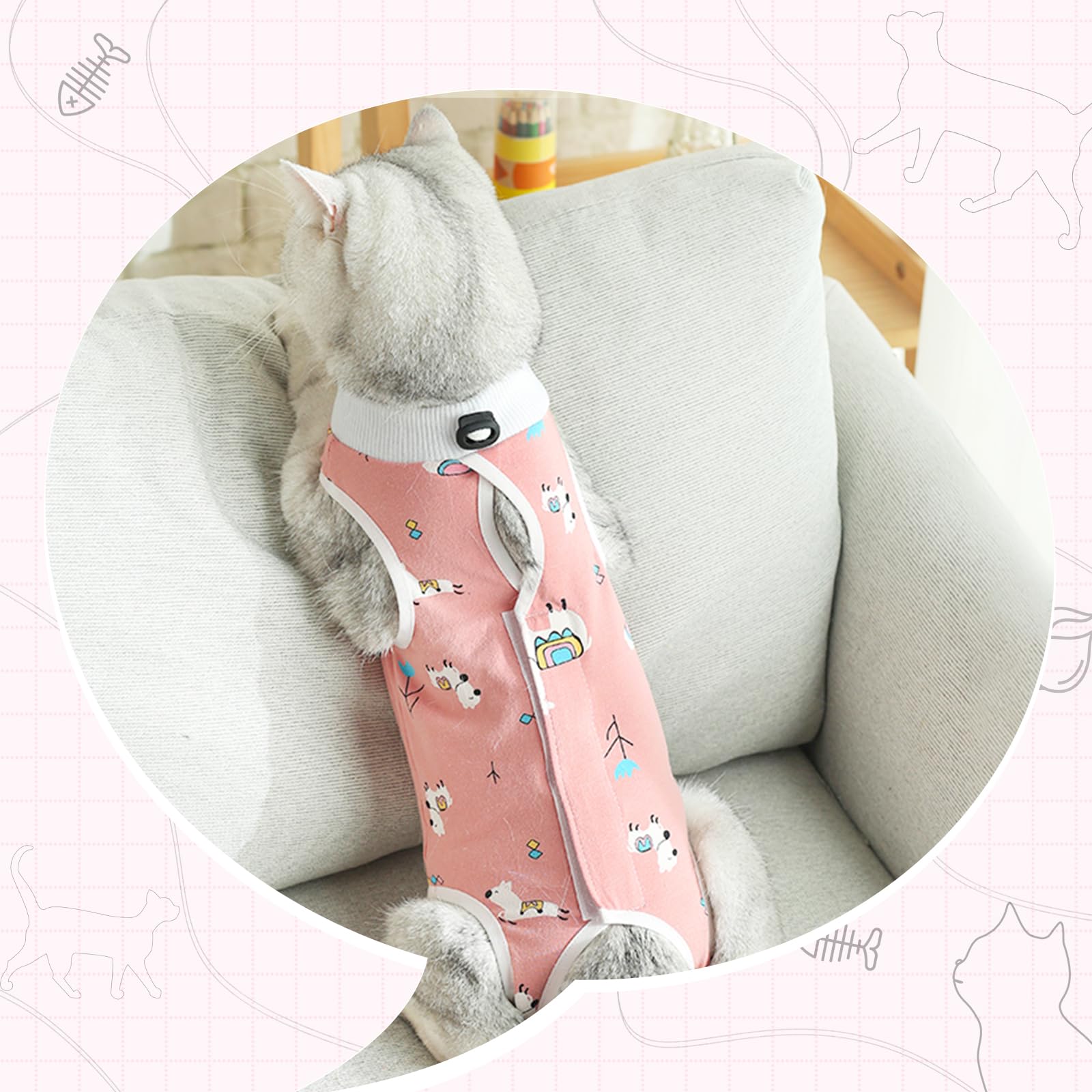 Adjustable neck and back straps provide a snug fit for most cats