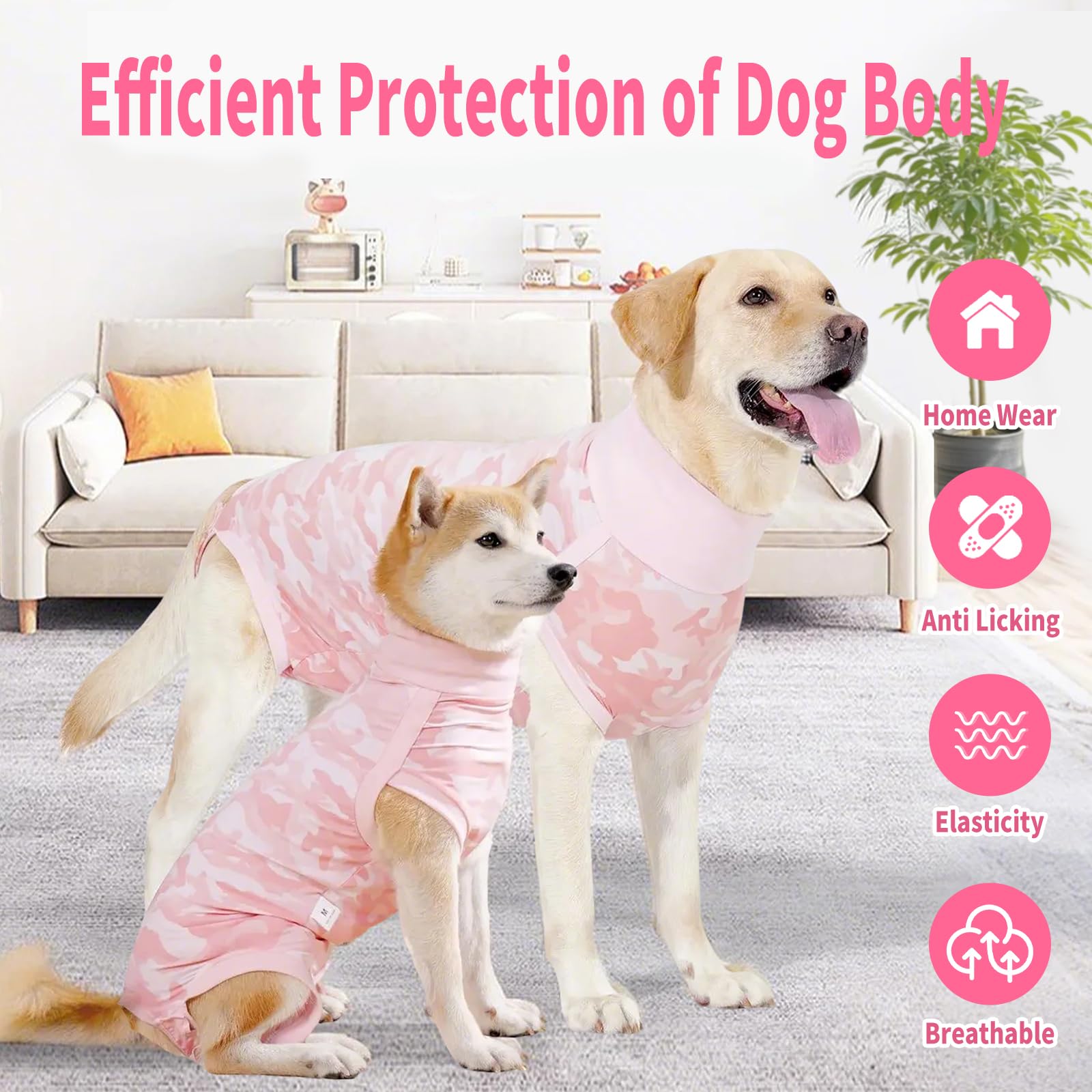 Coppthinktu pink breathable fabric dog onesie blends style and practical recovery.