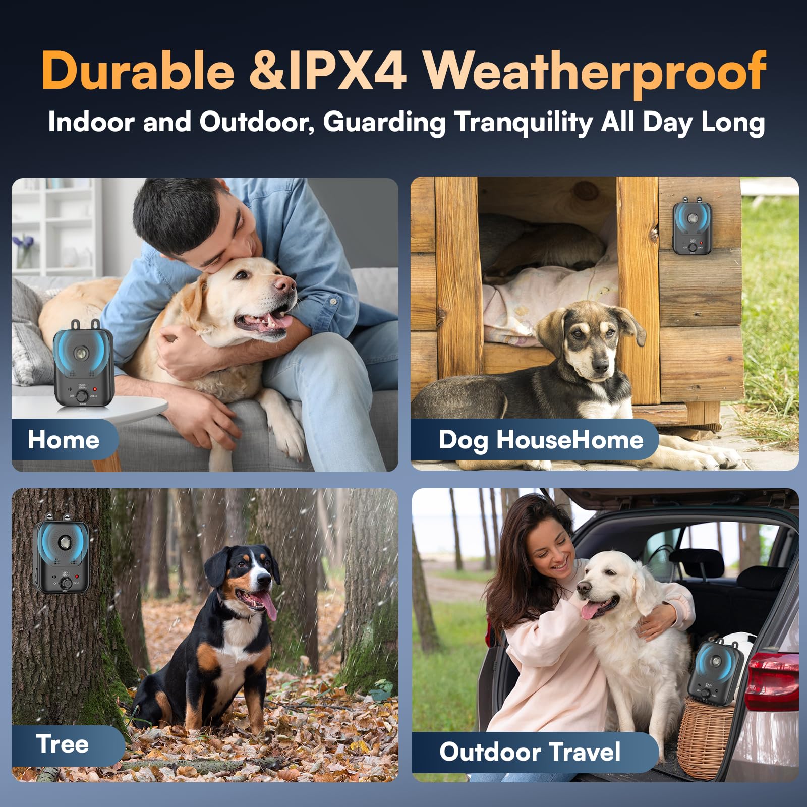 Coprisin automatic barking detection works hands-free indoors or outdoors.