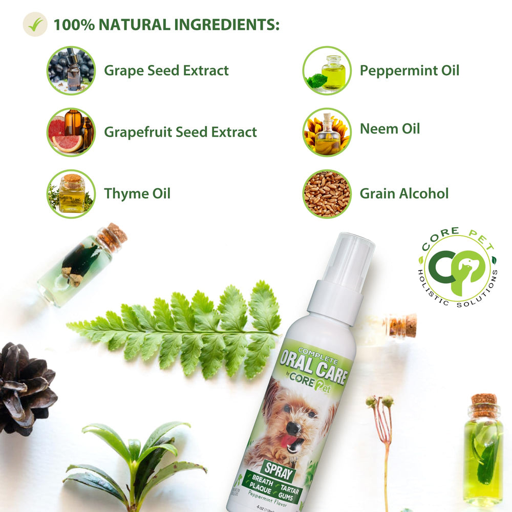 CORE Pet Complete Oral Care peppermint scent conveys a refreshing, pet-friendly aroma.