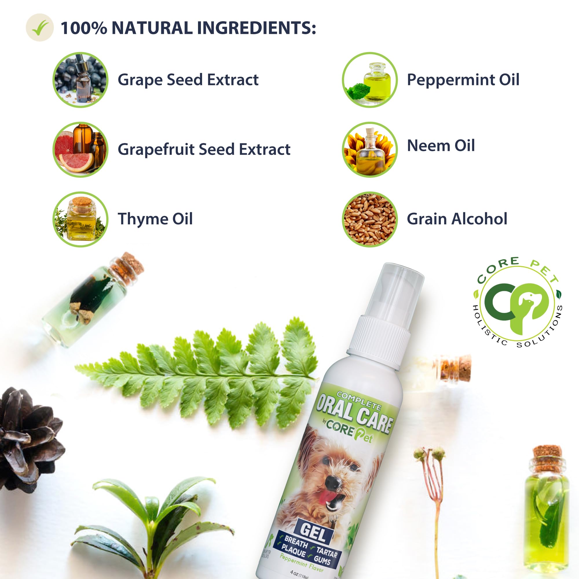 Natural ingredients label highlights a 100% natural formula.