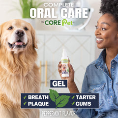 Packaging emphasizes CORE Pet Oral Care quality from the USA.
