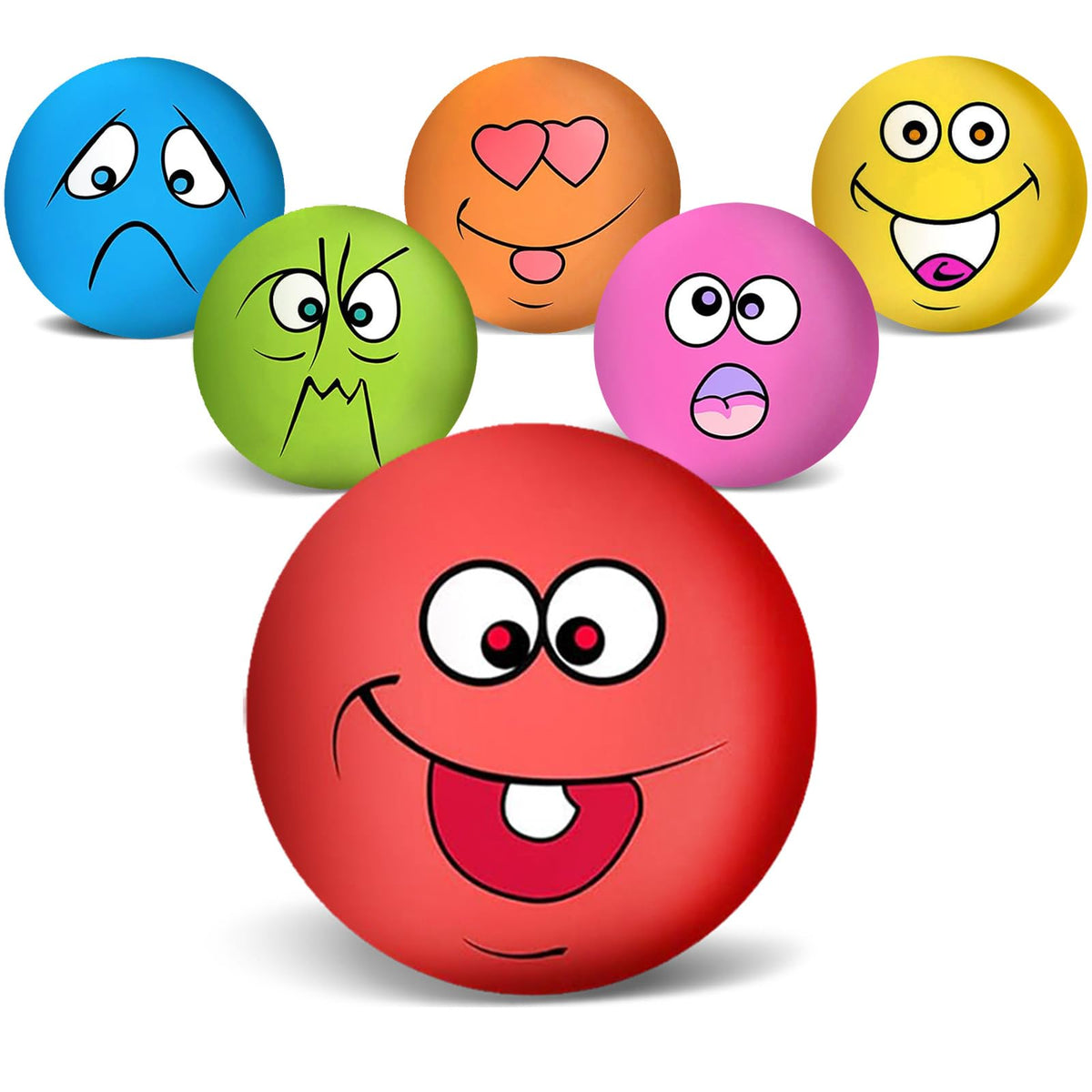 Coricorsu smile-face dog ball for safe chewing and engaging squeak.
