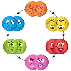 Coricorsu squeaky dog toy with funny-face round design promoting playful chewing.