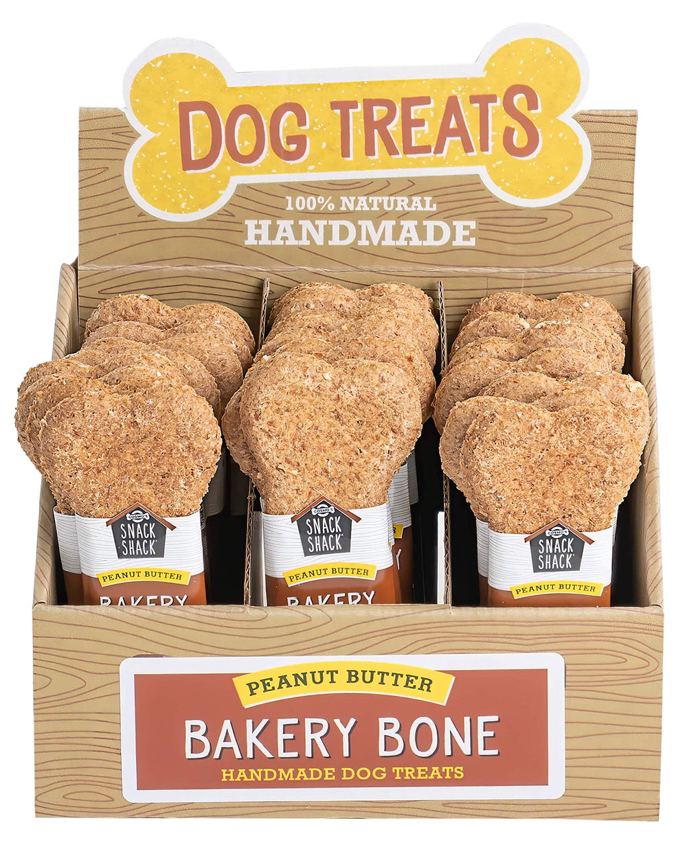 Cosmo's Snack Shack Peanut Butter Bakery Bone front view, ideal for long-lasting chews