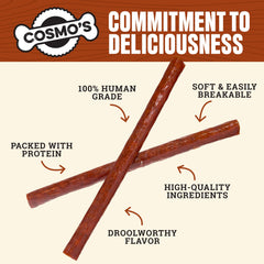 USA-made packaging and label on Cosmo's Snack Shack sticks.