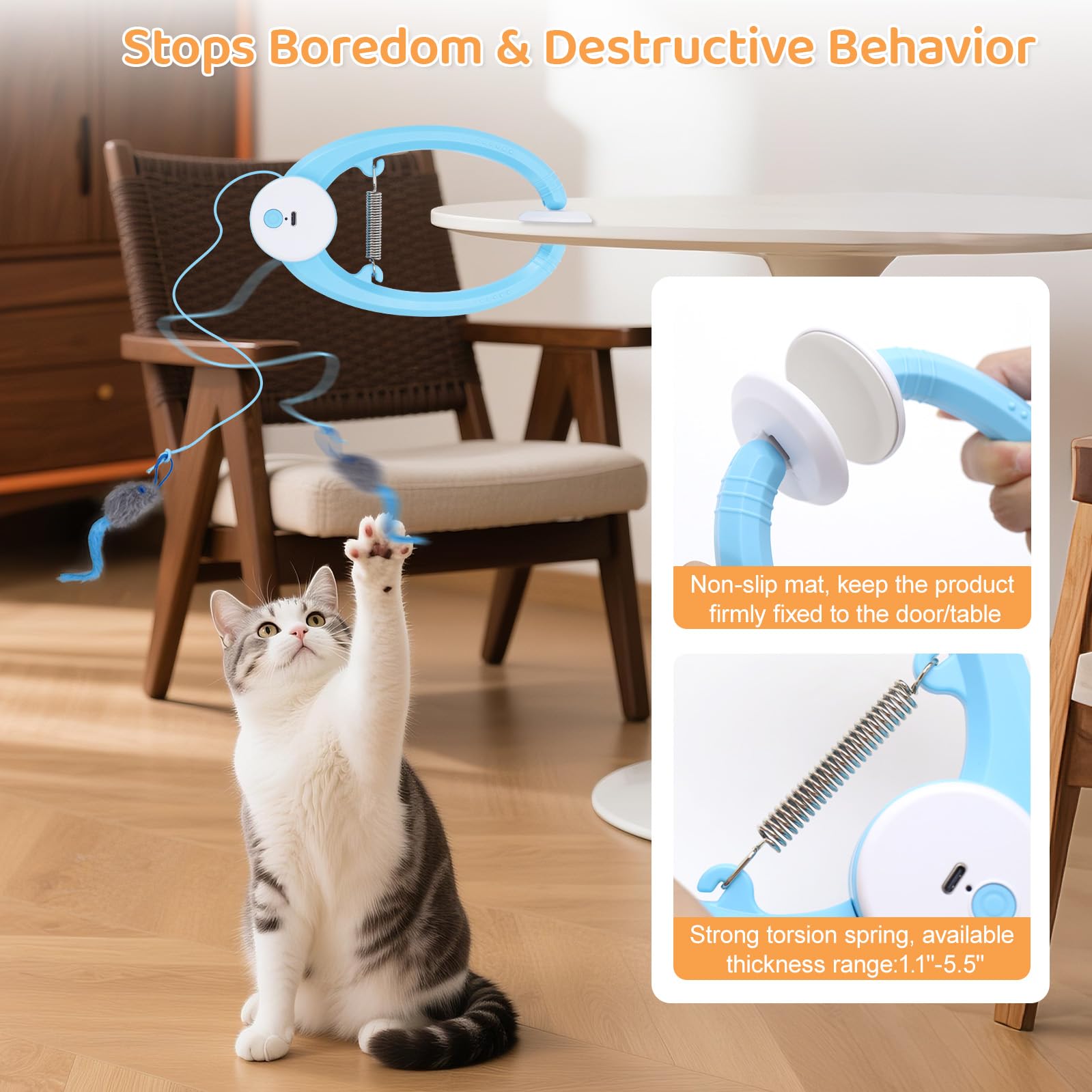 Cosowo feather wand cat toy promotes interactive sessions and hunting-like engagement.