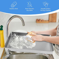 COSPARX stainless steel tray close-up of non-porous material for easy cleaning