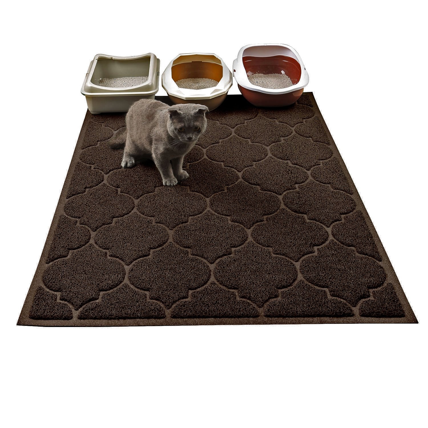 Cosyearn LittleTiger XL litter mat shows large 46x35 inch area for paws and play